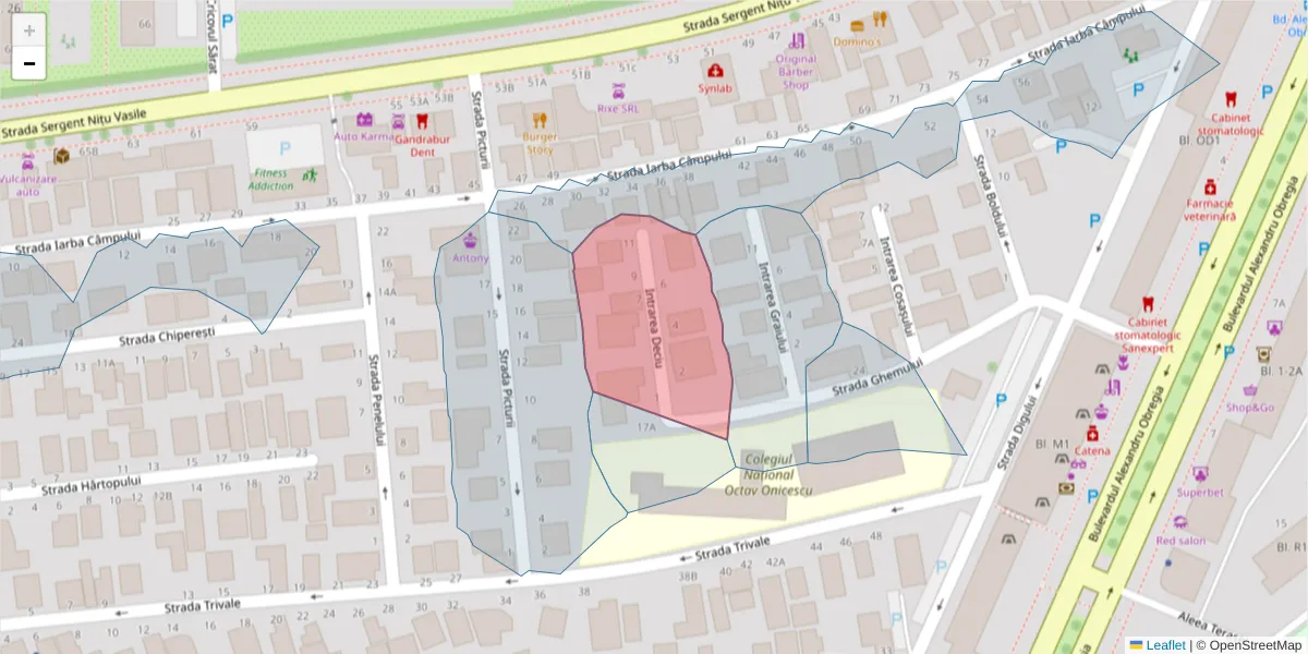 Hartă a codului poștal  și a codurilor poștale învecinate