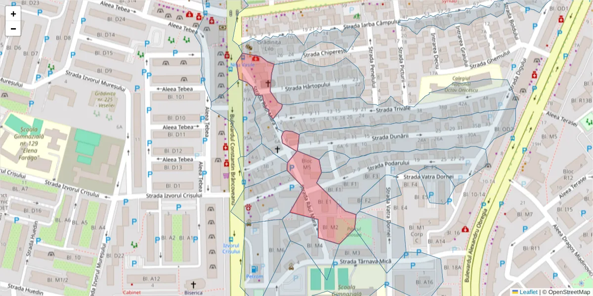 Hartă a codului poștal  și a codurilor poștale învecinate