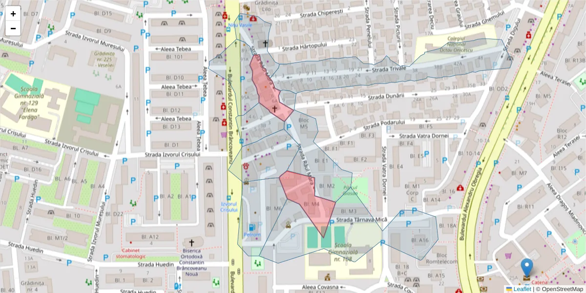 Hartă a codului poștal  și a codurilor poștale învecinate