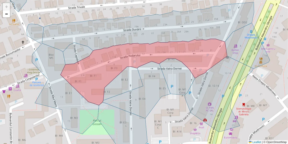 Hartă a codului poștal  și a codurilor poștale învecinate