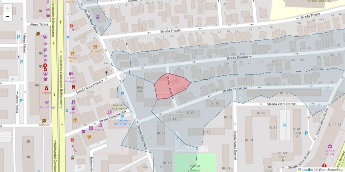 Hartă a codului poștal  și a codurilor poștale învecinate