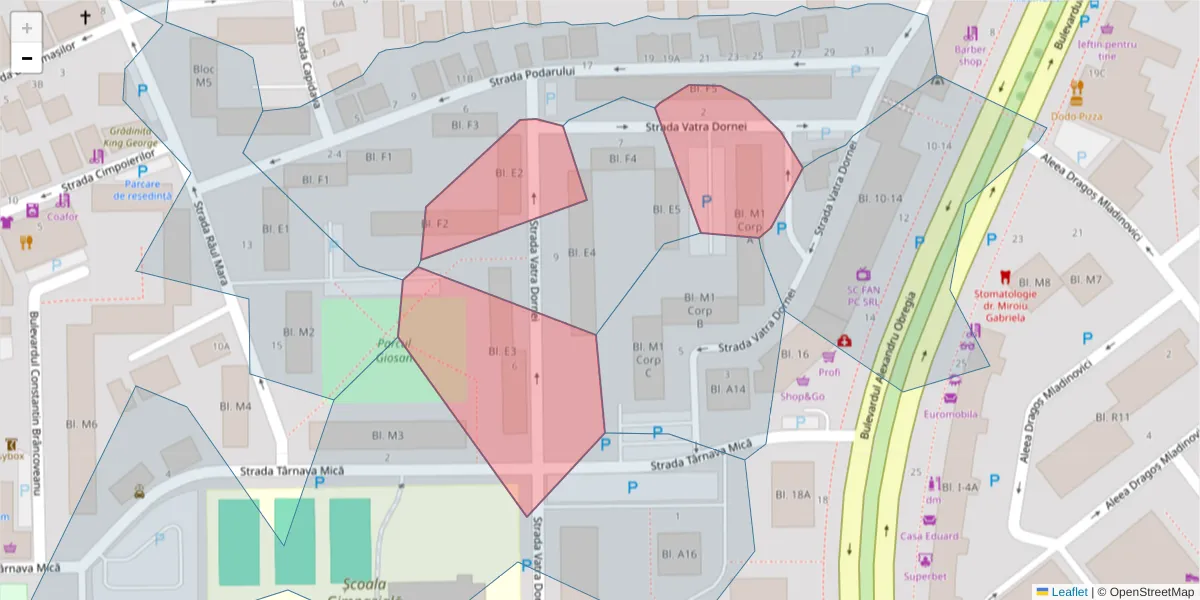 Hartă a codului poștal  și a codurilor poștale învecinate