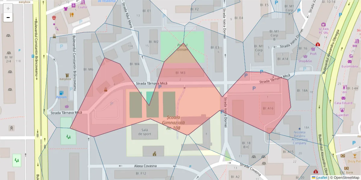 Hartă a codului poștal  și a codurilor poștale învecinate