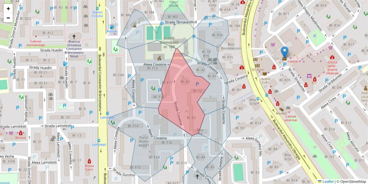 Hartă a codului poștal  și a codurilor poștale învecinate
