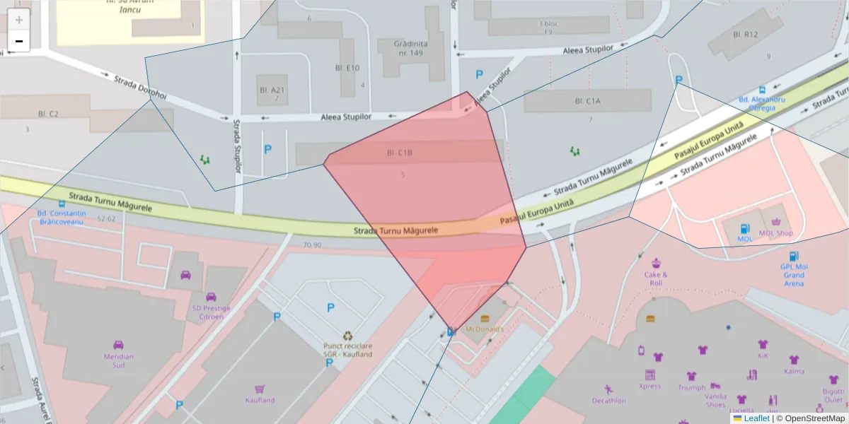 Hartă a codului poștal  și a codurilor poștale învecinate