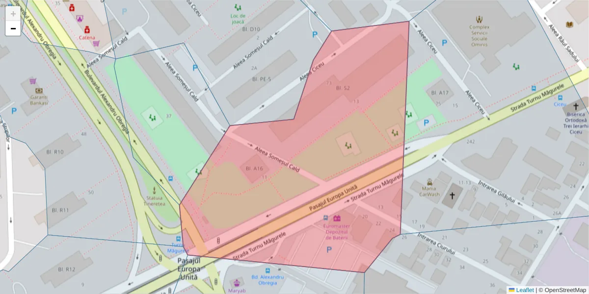 Hartă a codului poștal  și a codurilor poștale învecinate