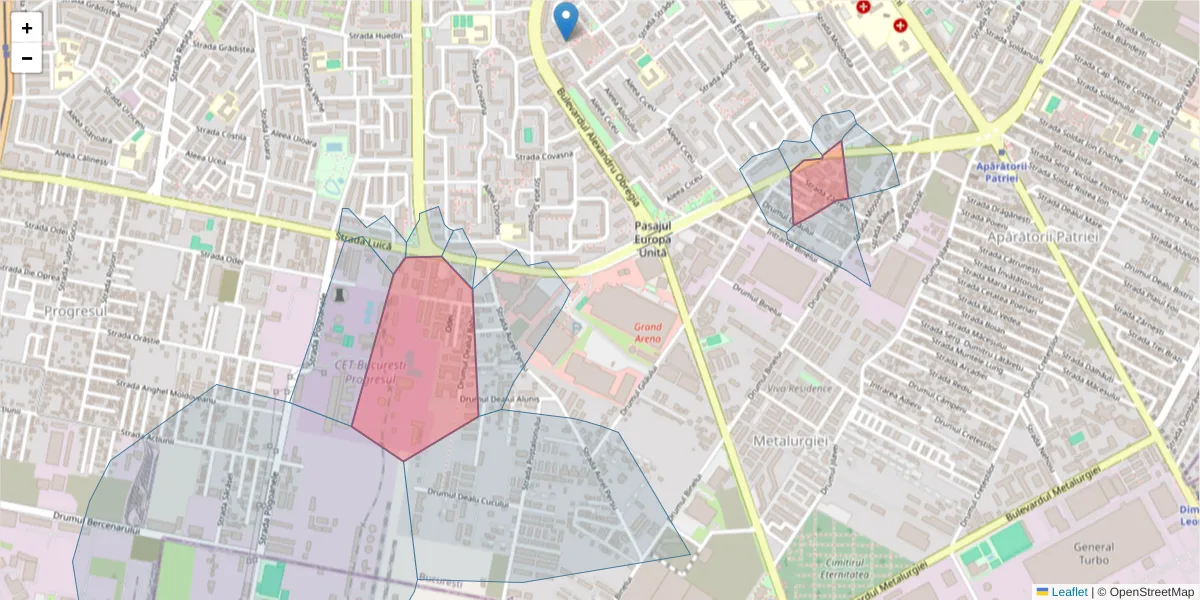 Hartă a codului poștal  și a codurilor poștale învecinate