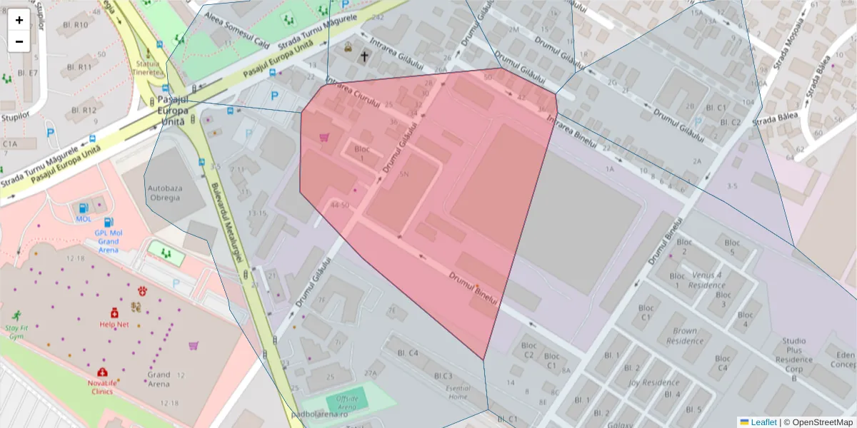 Hartă a codului poștal  și a codurilor poștale învecinate