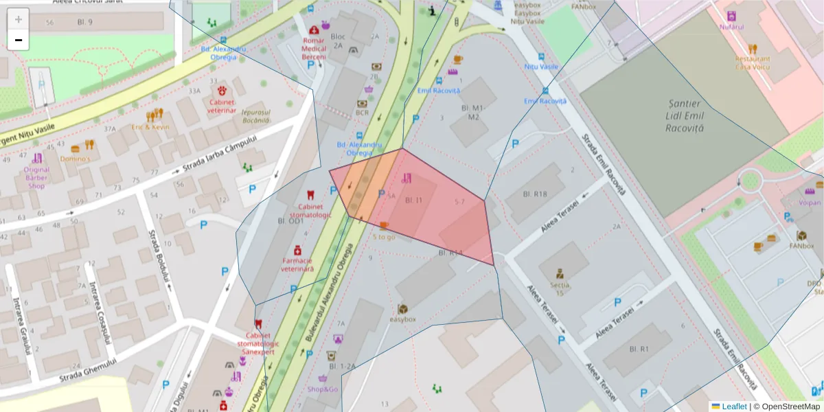 Hartă a codului poștal  și a codurilor poștale învecinate