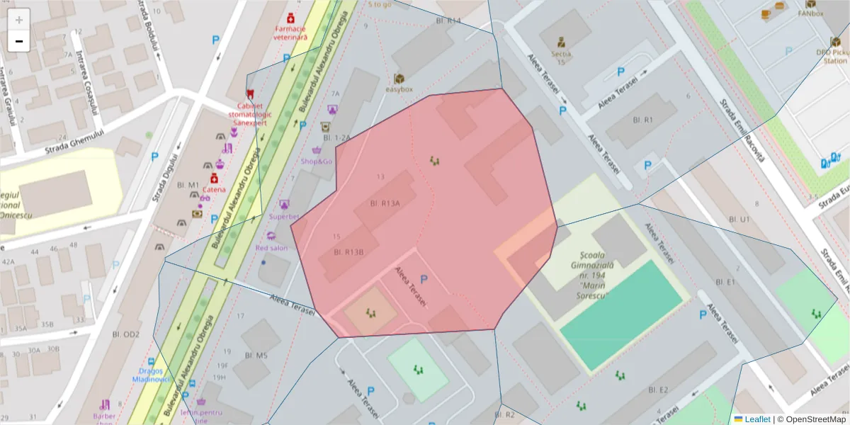 Hartă a codului poștal  și a codurilor poștale învecinate