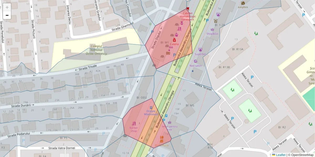 Hartă a codului poștal  și a codurilor poștale învecinate