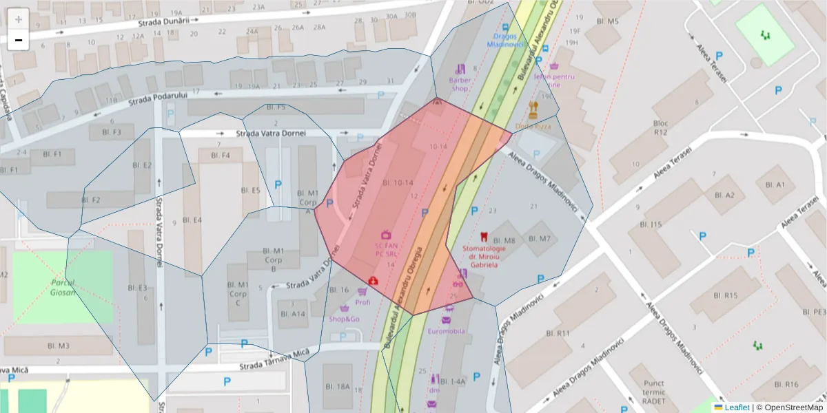 Hartă a codului poștal  și a codurilor poștale învecinate