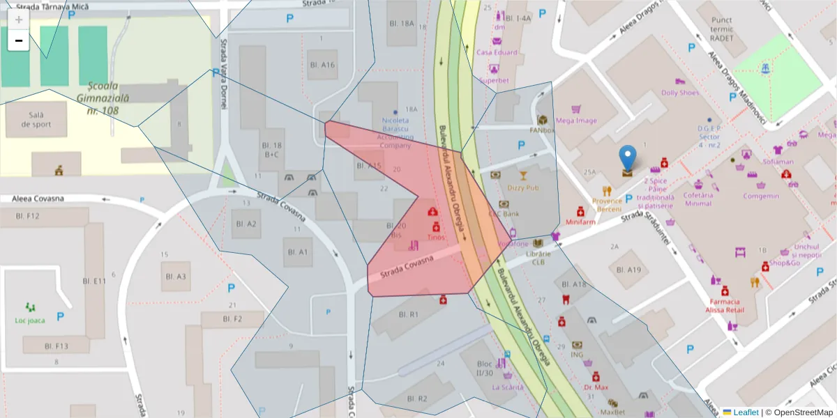 Hartă a codului poștal  și a codurilor poștale învecinate