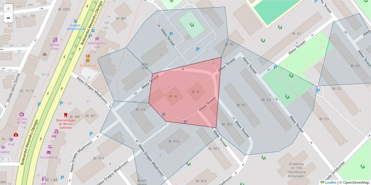 Hartă a codului poștal  și a codurilor poștale învecinate