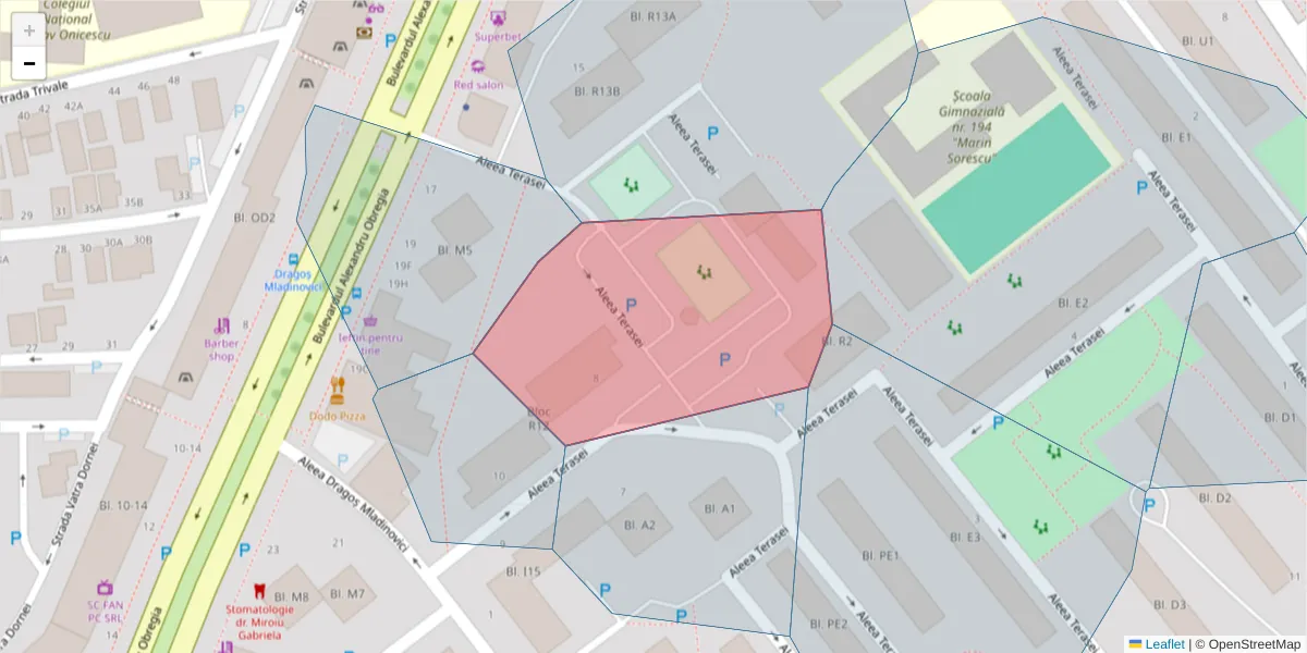 Hartă a codului poștal  și a codurilor poștale învecinate