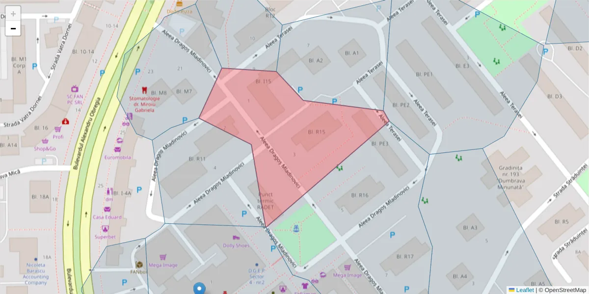 Hartă a codului poștal  și a codurilor poștale învecinate