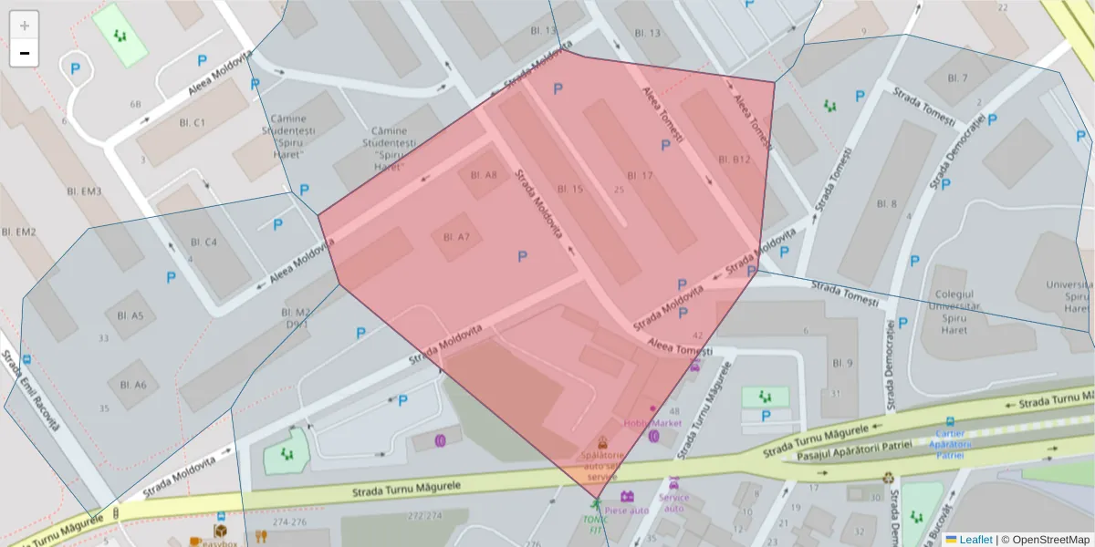 Hartă a codului poștal  și a codurilor poștale învecinate