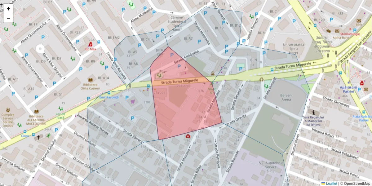 Hartă a codului poștal  și a codurilor poștale învecinate