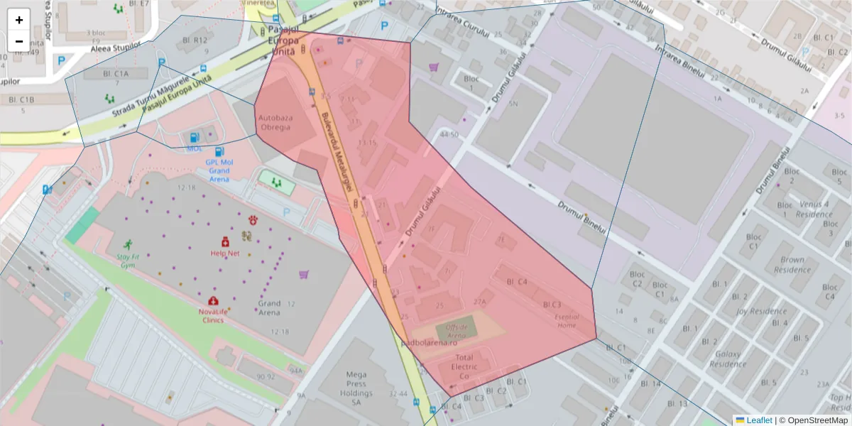 Hartă a codului poștal  și a codurilor poștale învecinate