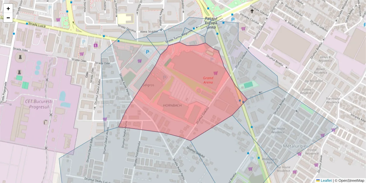 Hartă a codului poștal  și a codurilor poștale învecinate