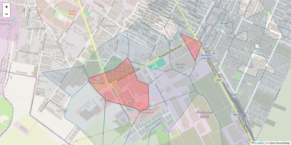 Hartă a codului poștal  și a codurilor poștale învecinate