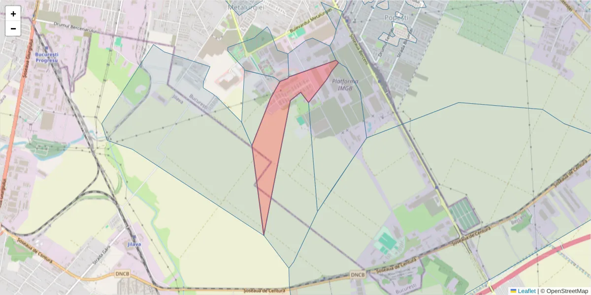 Hartă a codului poștal  și a codurilor poștale învecinate