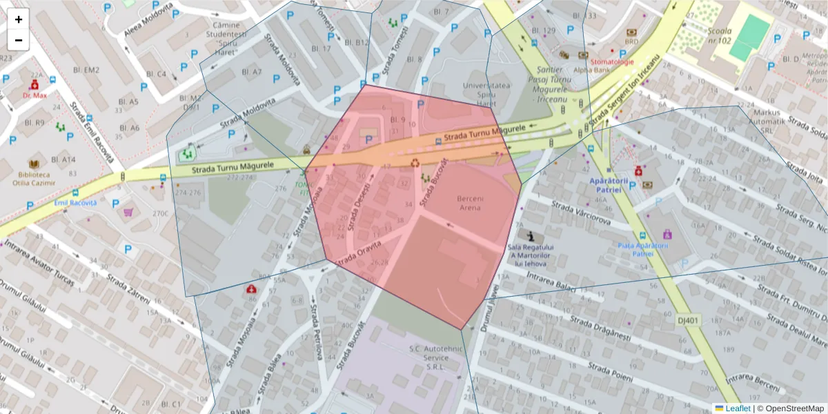 Hartă a codului poștal  și a codurilor poștale învecinate