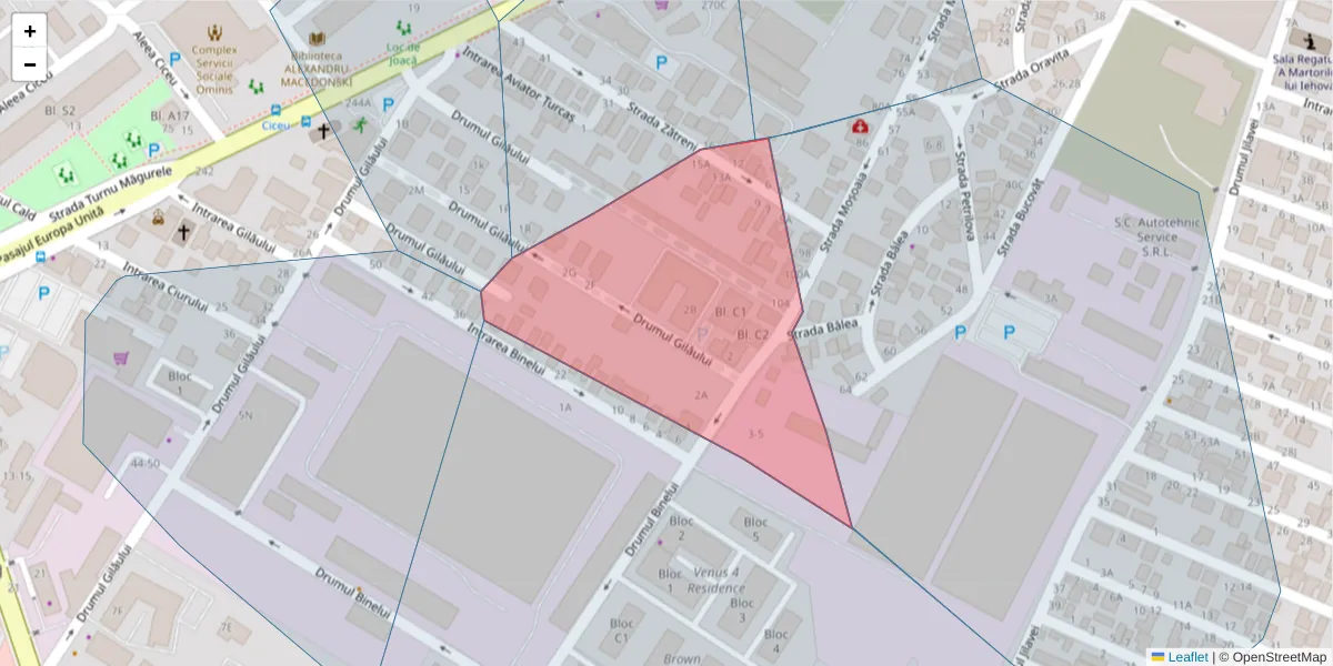 Hartă a codului poștal  și a codurilor poștale învecinate