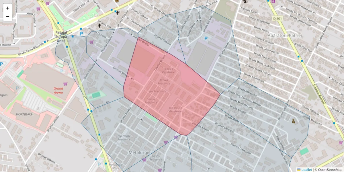 Hartă a codului poștal  și a codurilor poștale învecinate