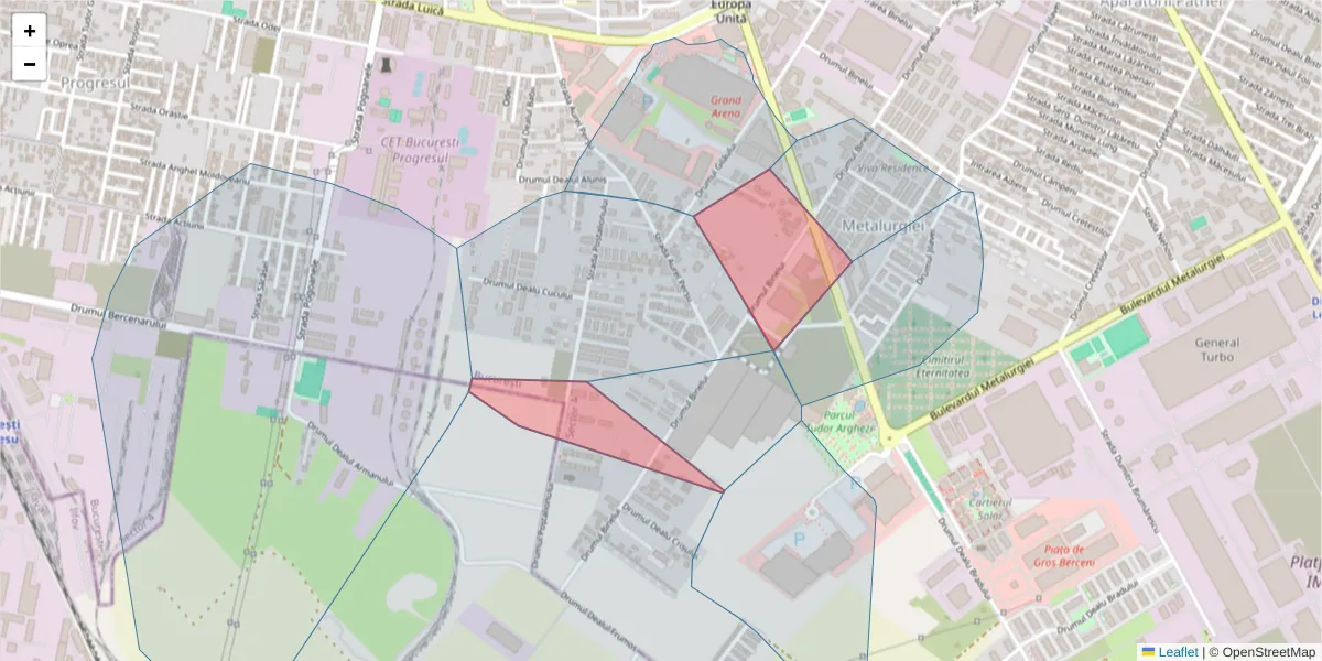 Hartă a codului poștal  și a codurilor poștale învecinate