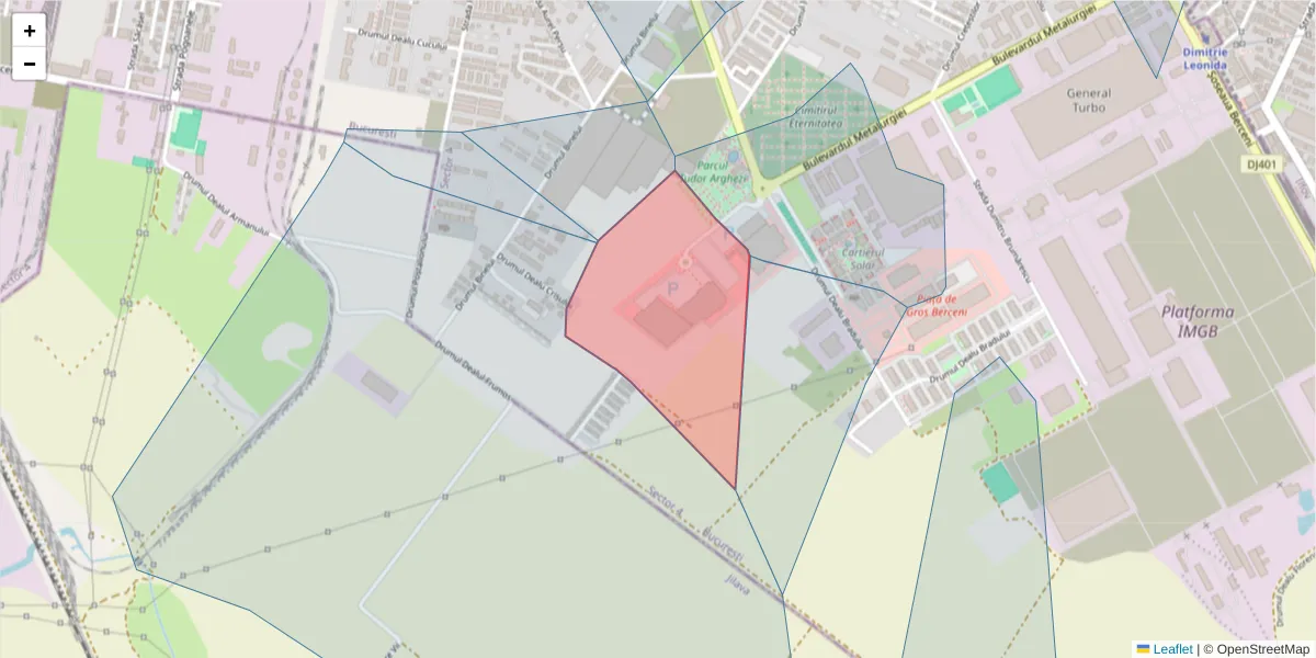 Hartă a codului poștal  și a codurilor poștale învecinate