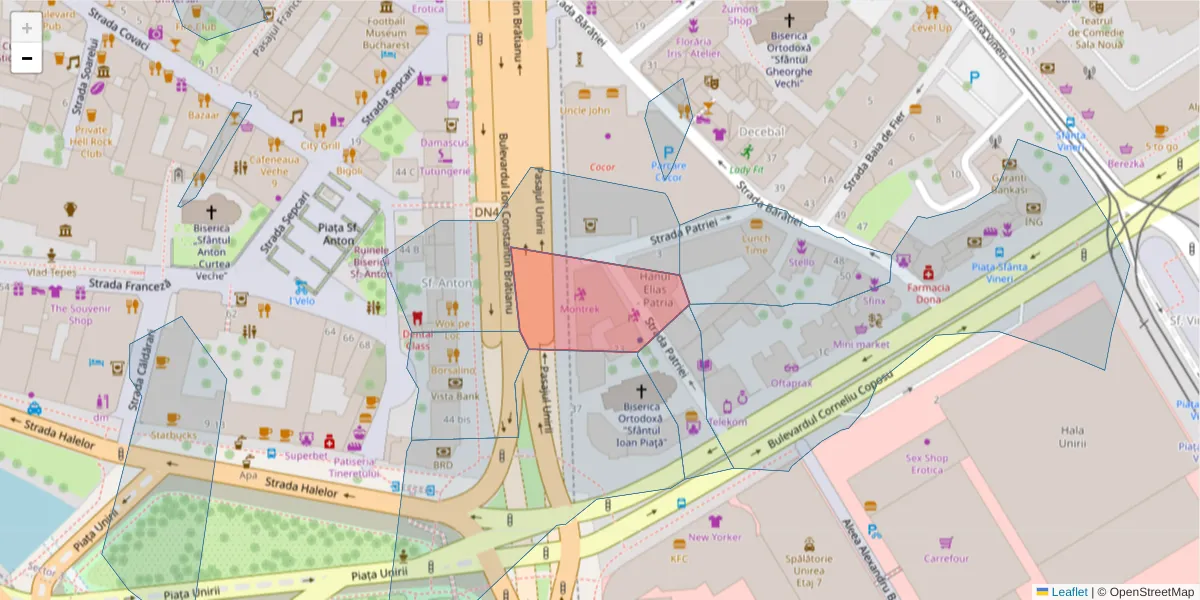 Hartă a codului poștal  și a codurilor poștale învecinate