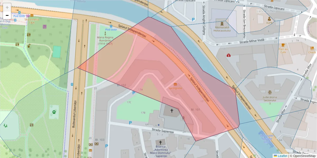 Hartă a codului poștal  și a codurilor poștale învecinate