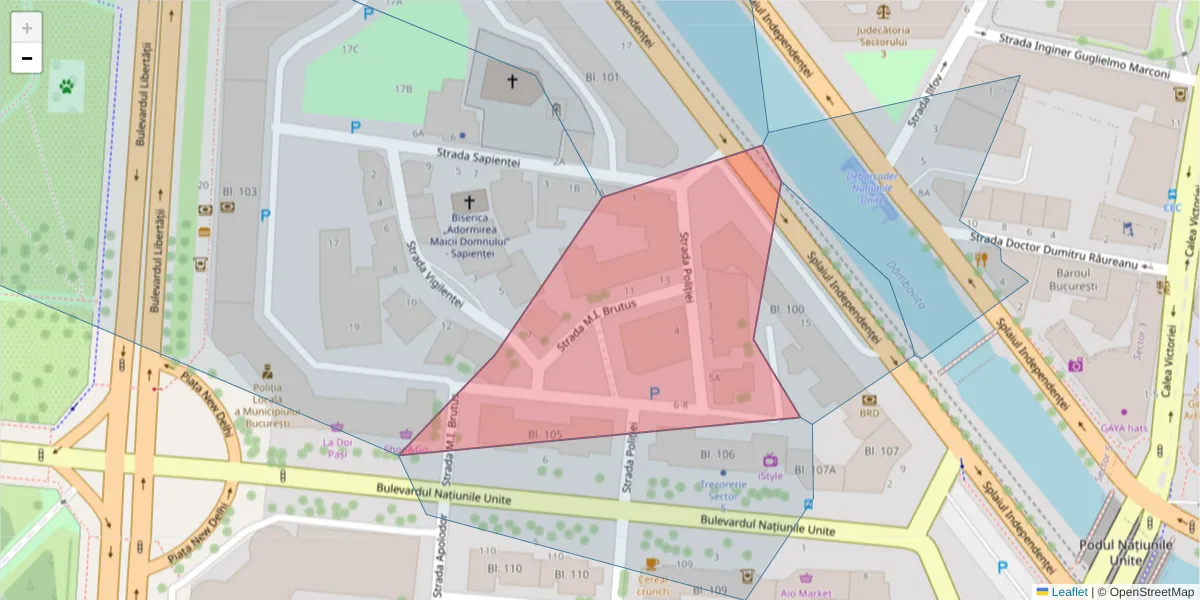 Hartă a codului poștal  și a codurilor poștale învecinate