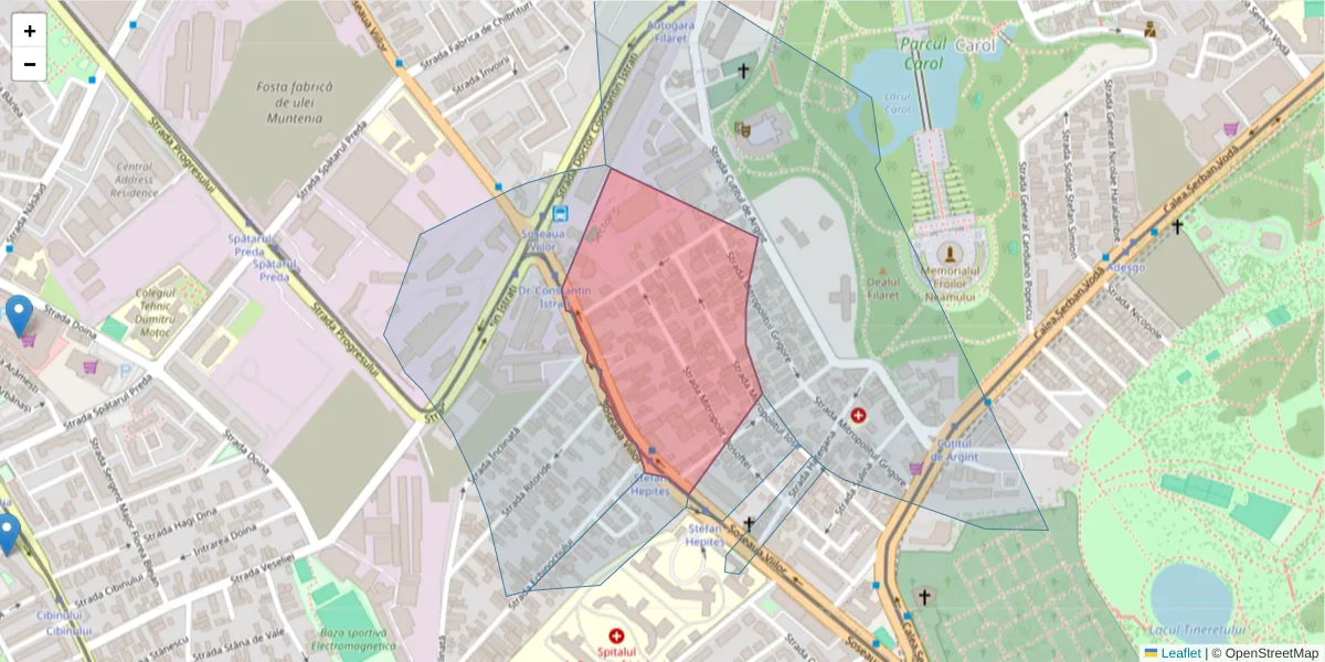 Hartă a codului poștal  și a codurilor poștale învecinate