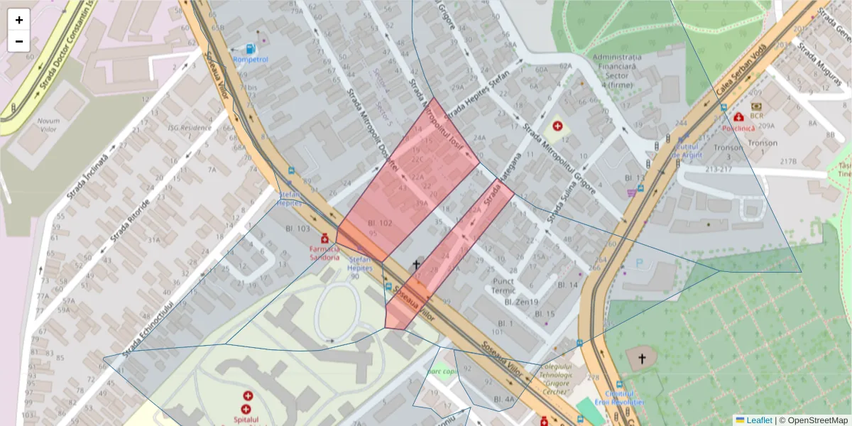 Hartă a codului poștal  și a codurilor poștale învecinate