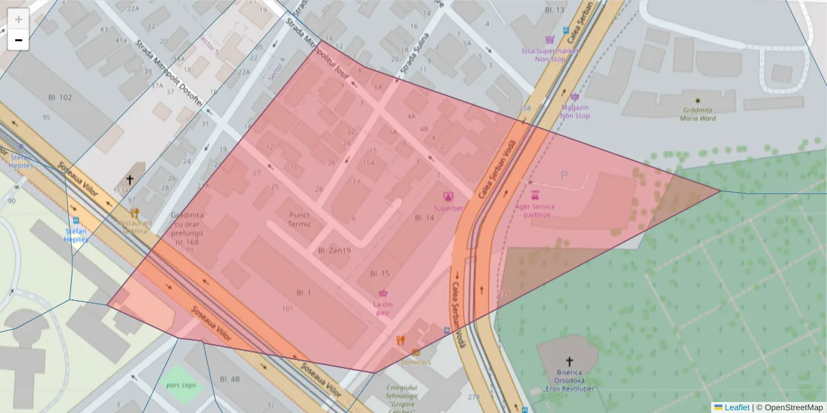 Hartă a codului poștal  și a codurilor poștale învecinate