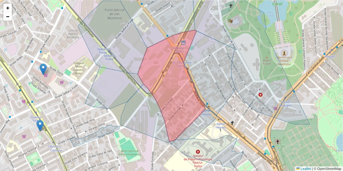 Hartă a codului poștal  și a codurilor poștale învecinate