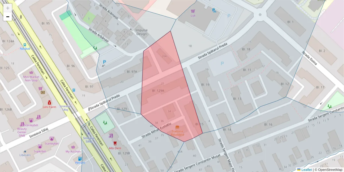 Hartă a codului poștal  și a codurilor poștale învecinate