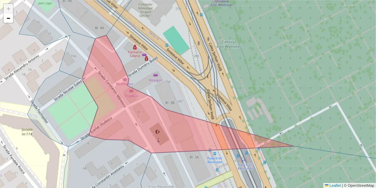 Hartă a codului poștal  și a codurilor poștale învecinate