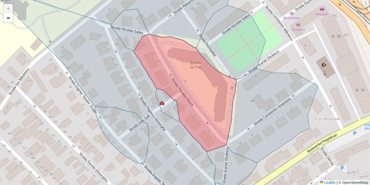 Hartă a codului poștal  și a codurilor poștale învecinate