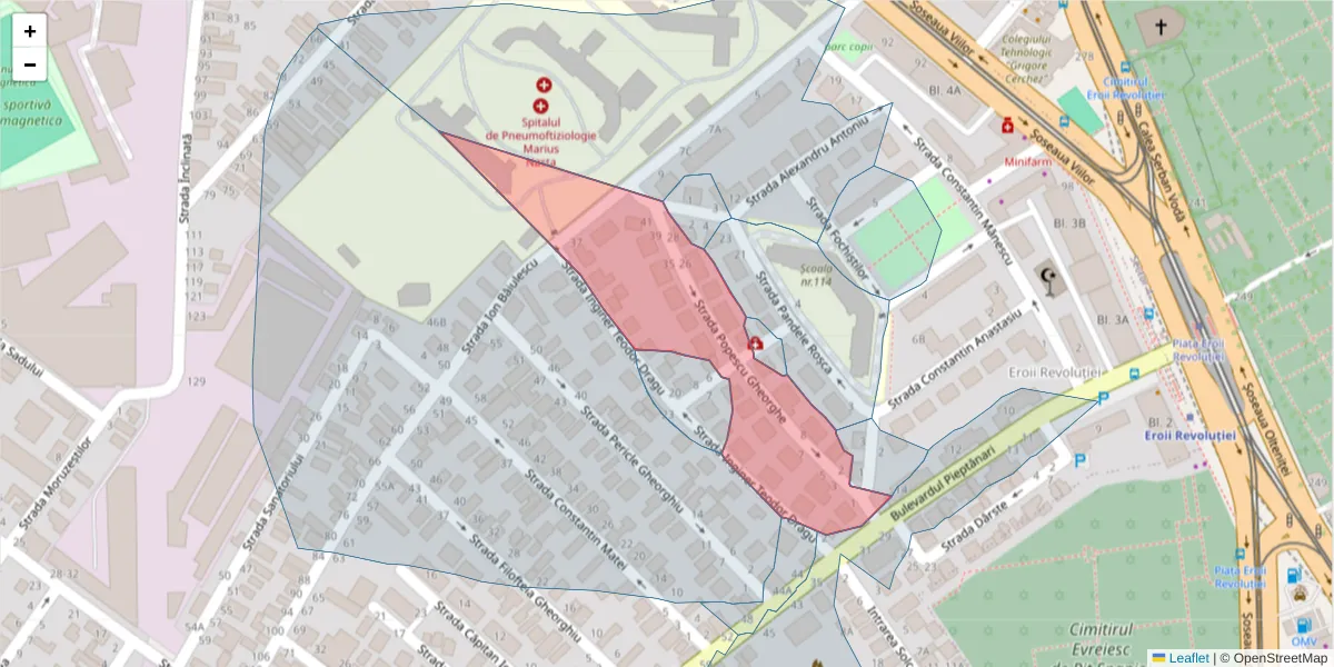 Hartă a codului poștal  și a codurilor poștale învecinate