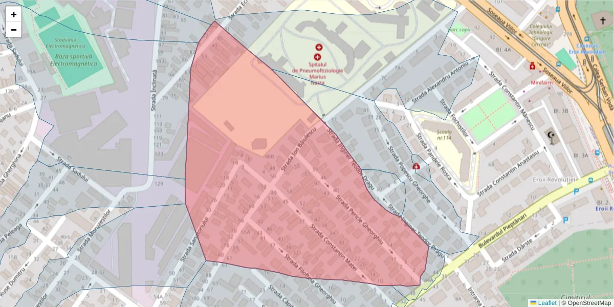 Hartă a codului poștal  și a codurilor poștale învecinate