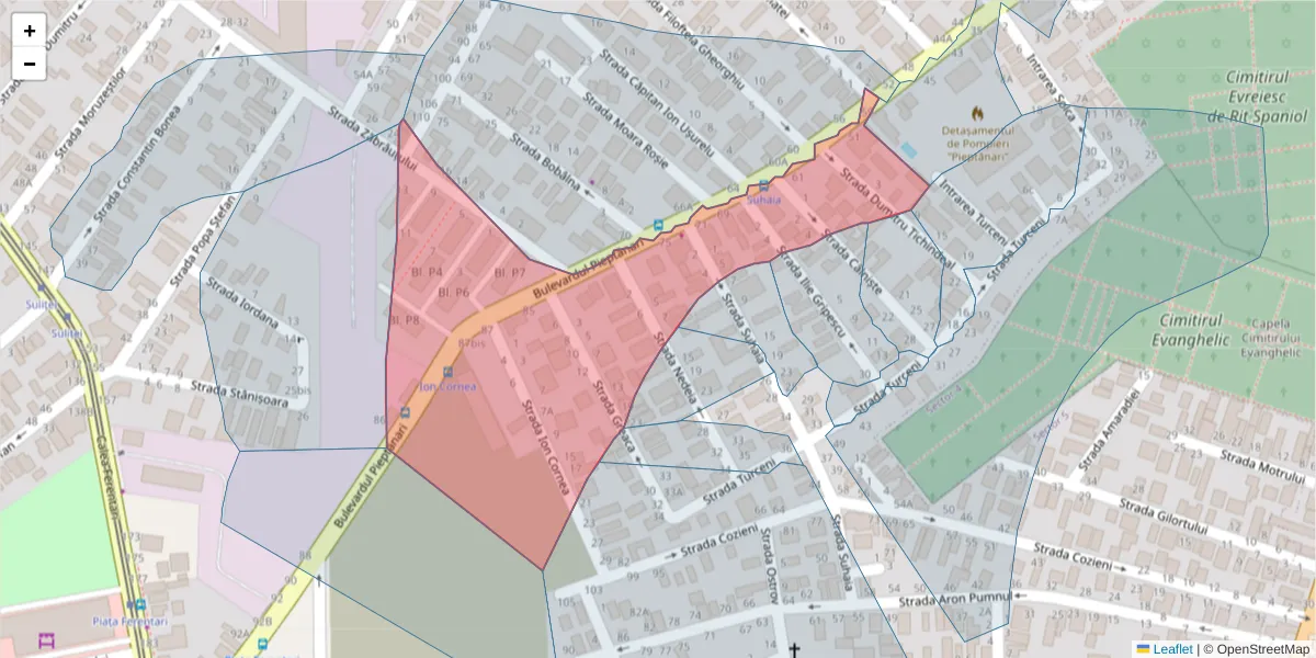 Hartă a codului poștal  și a codurilor poștale învecinate