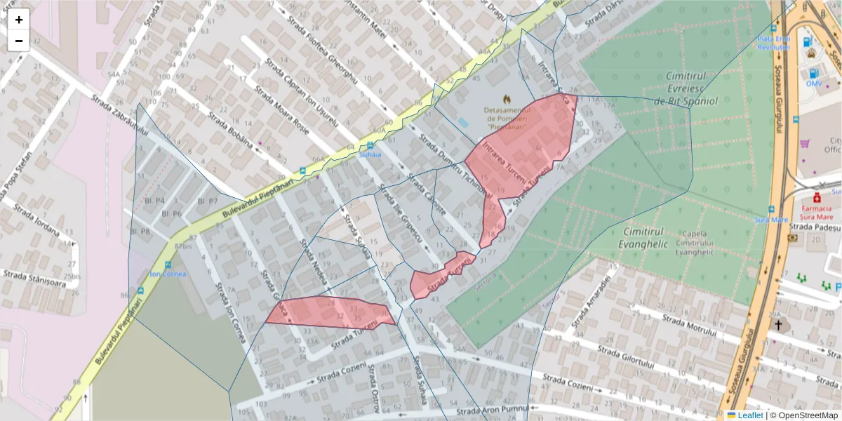 Hartă a codului poștal  și a codurilor poștale învecinate