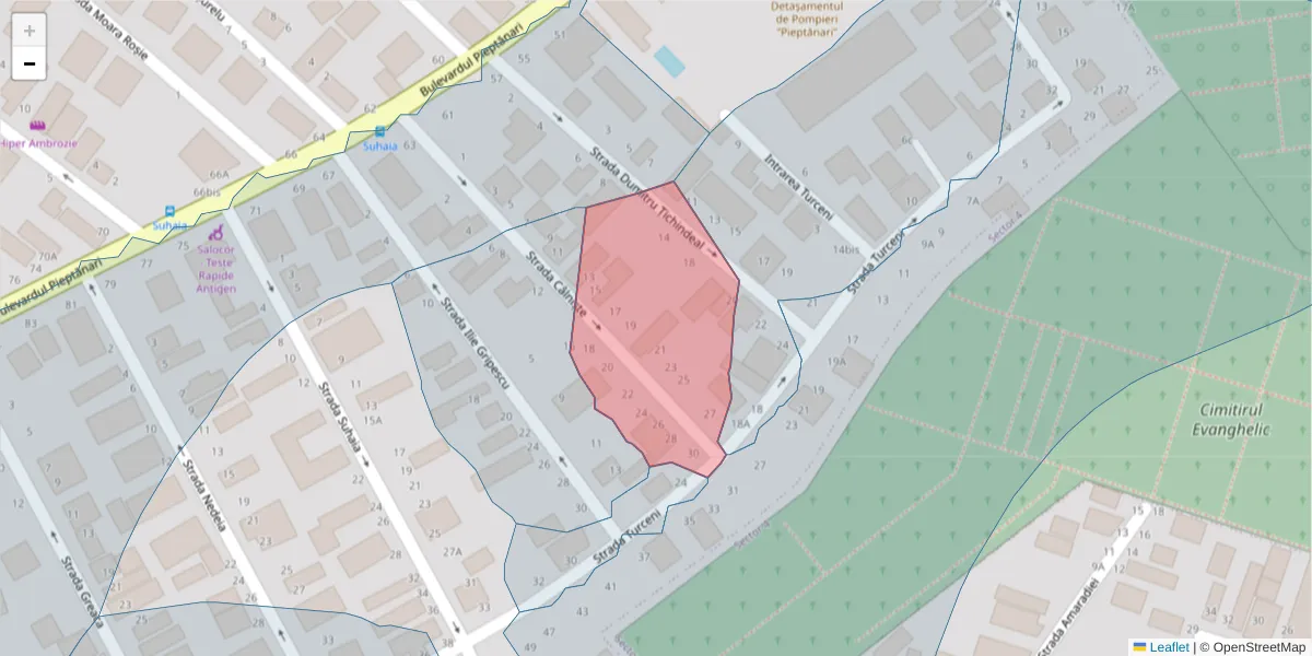 Hartă a codului poștal  și a codurilor poștale învecinate