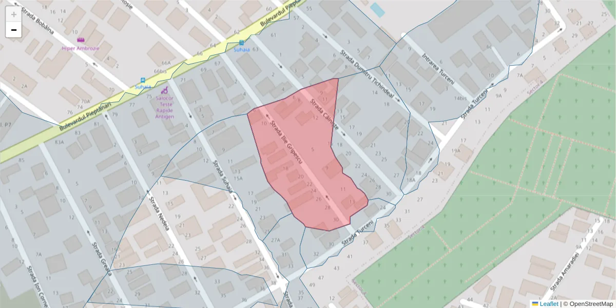 Hartă a codului poștal  și a codurilor poștale învecinate