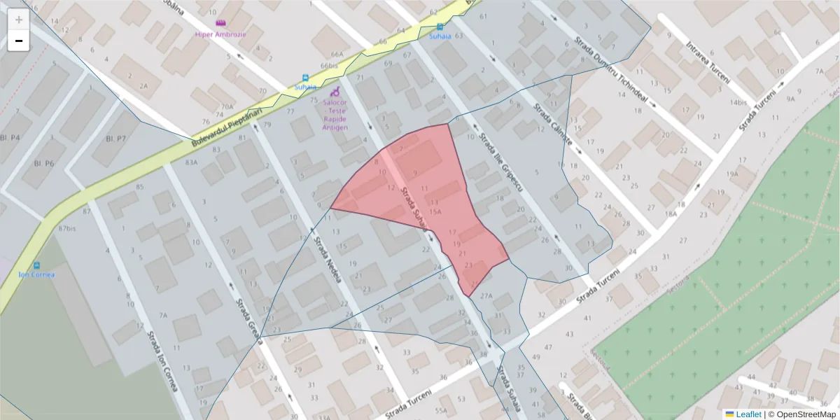 Hartă a codului poștal  și a codurilor poștale învecinate