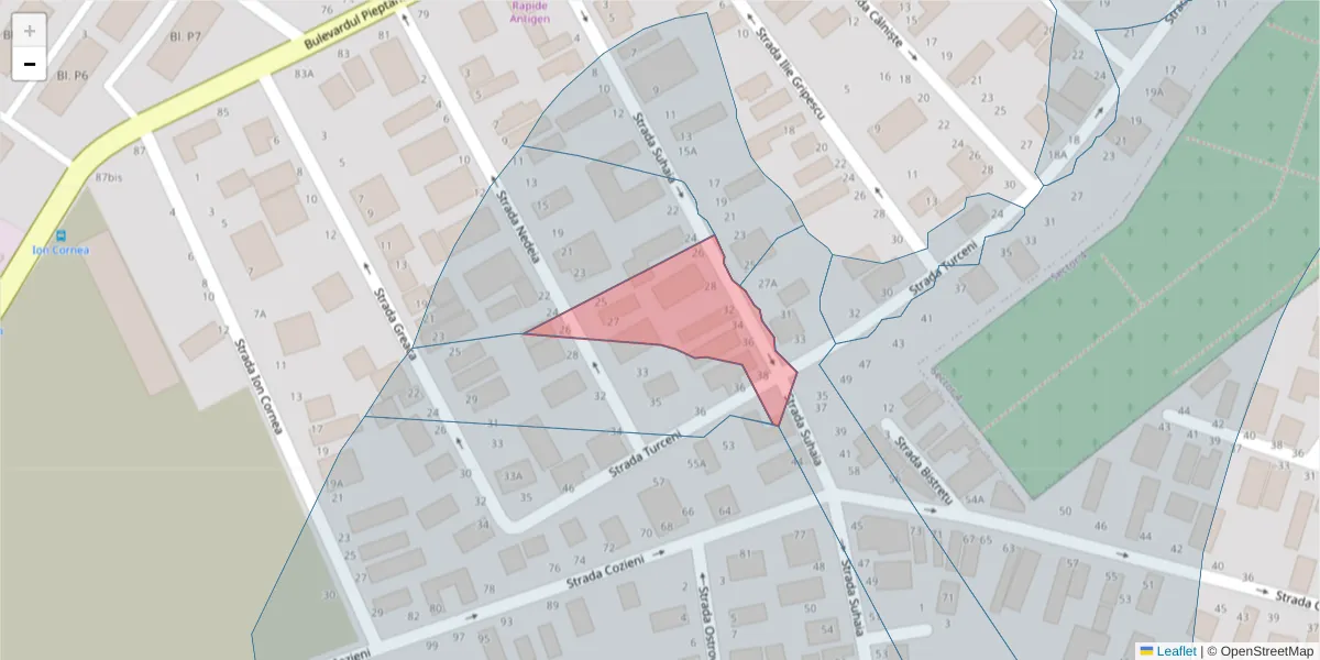 Hartă a codului poștal  și a codurilor poștale învecinate