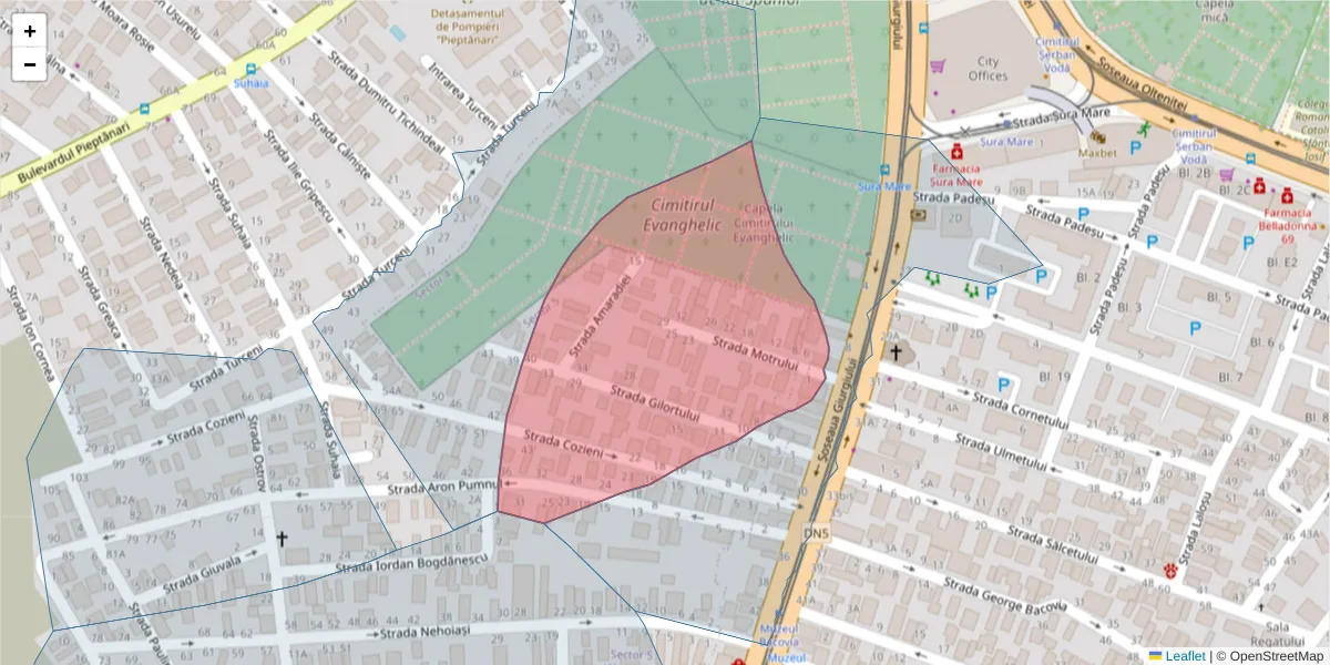 Hartă a codului poștal  și a codurilor poștale învecinate